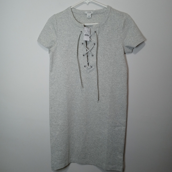 J.Crew Lace Up knit Gray Mini Dress Size Extra Extra Small - Picture 2 of 10